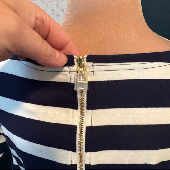 Sail to Sable Navy Striped Ruffle Sleeve Blouse size M - Picture 3 of 5